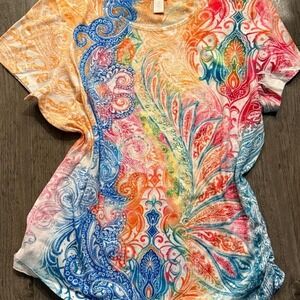 Vintage y2k 2000s Chico's multicoloured feather paisley print top Size: 2